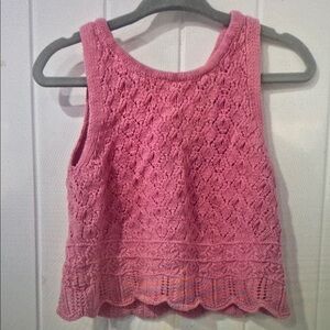 Pink Lace Knit Tank Top for Kids